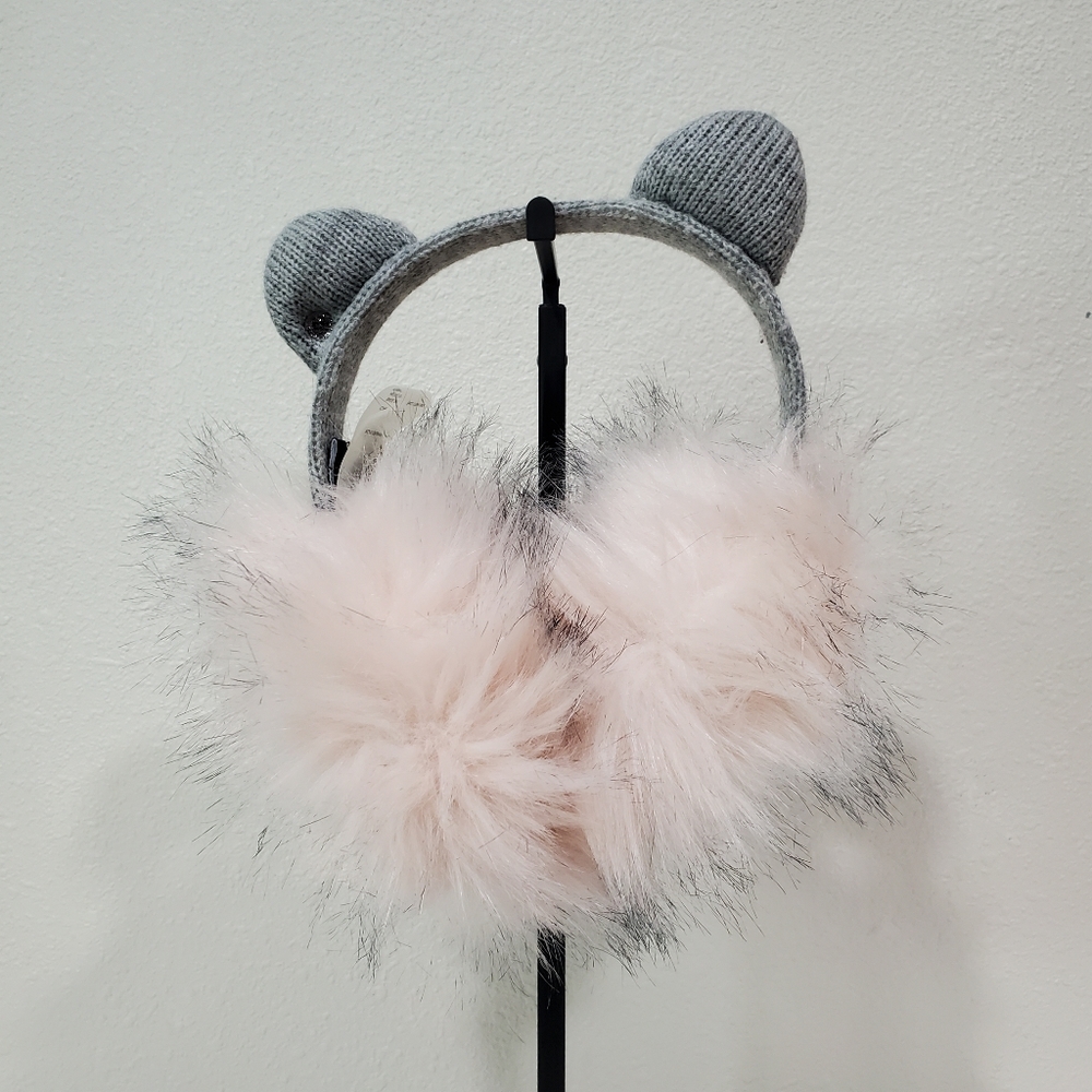 Karl Langerfeld Gray and Pink Kitten Earmuffs